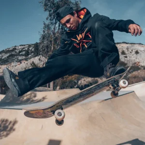 Sweat à capuche Spray - Noir et Orange Fluo