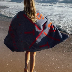 Serviette de bain Wipe - Bleu Gris et Orange Fluo