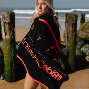 Serviette de bain Wipe - Orange Fluo & Noir