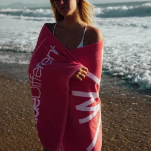 Serviette de bain Wipe - Rose Fluo & Blanc