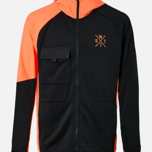 Veste sous-couche technique X-Powder Noir et Orange Fluo