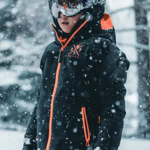 Veste de ski Arrow Junior - Gris Foncé Carbone et Orange Fluo