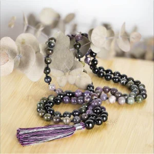Collier mala Ancrage Profond - Tourmaline 108 perles AA 8mm