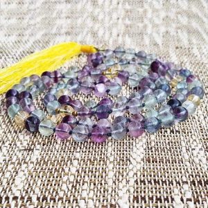 Collier Mala Fluorite arc-en-ciel - 108 perles AA 8mm