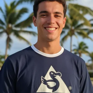 T-shirt Bleu marine imprimé blanc