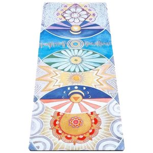Tapis de yoga antidérapant épais 6 mm tri-plis surface microfibre 7 chakras artistiques