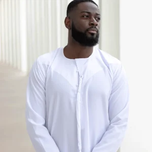 Qamis Emirati Blanc Coton - abaya homme - kamis