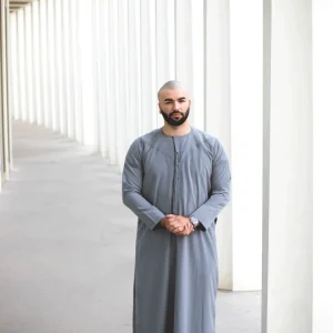 Qamis Emirati Gris Coton -abaya homme -kamis
