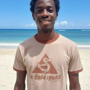 T-shirt beige col marron