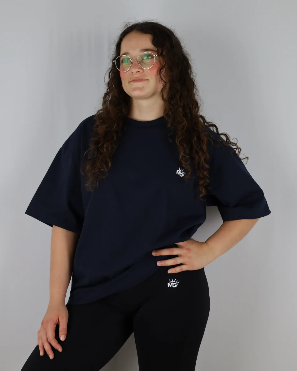 T-SHIRT OVERSIZE UNISEXE BLEU MARINE – Image 2