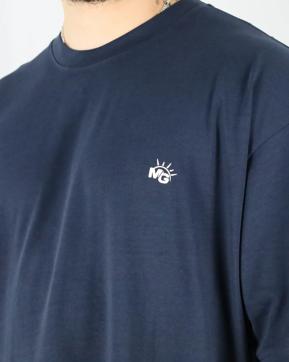 T-SHIRT OVERSIZE UNISEXE BLEU MARINE – Image 3